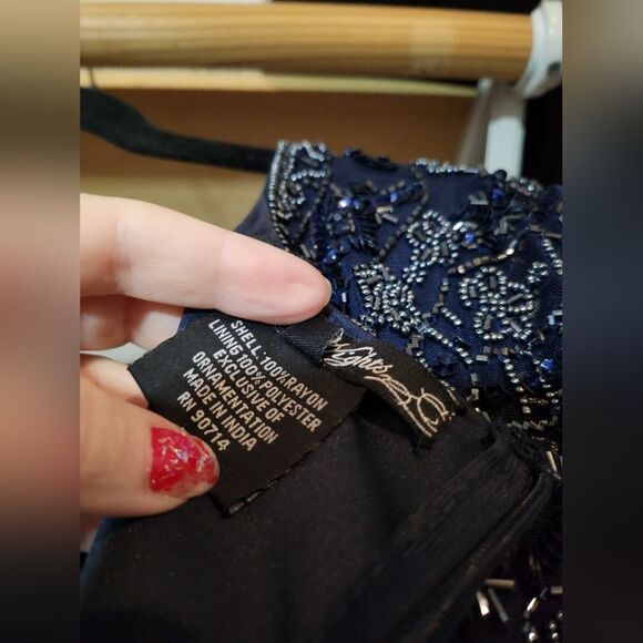 Navy Blue Beaded Formal Mother Of the Bride Dress Pisarro Nights - Picture 11 of 11